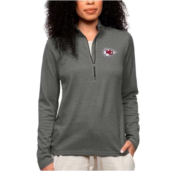 Antigua Women's Charcoal Kansas City Chiefs Epic 1/4 Zip Pullover Size S - Picture 1 of 7